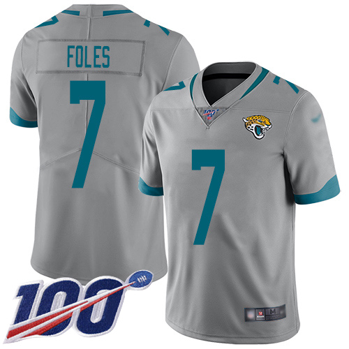 Nike Jacksonville Jaguars #7 Nick Foles Silver Men Stitched NFL Limited Inverted Legend 100th Season Jersey